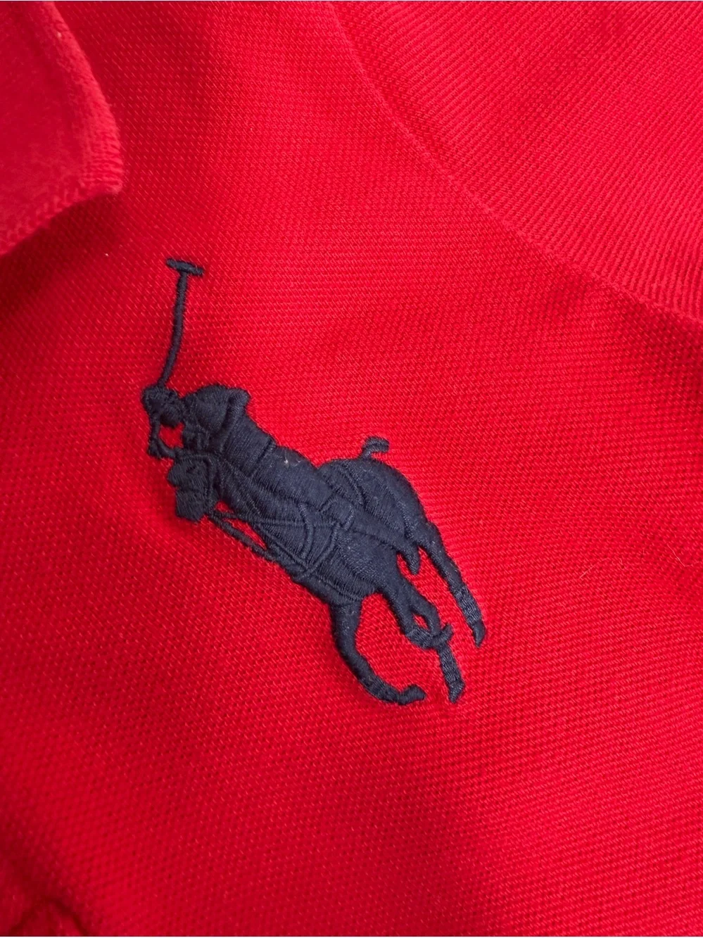 Ralph Lauren Red Polo with Navy Pony & Sleeve Number